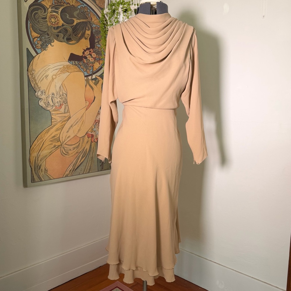 Backless Draped Evening Dress in Blush